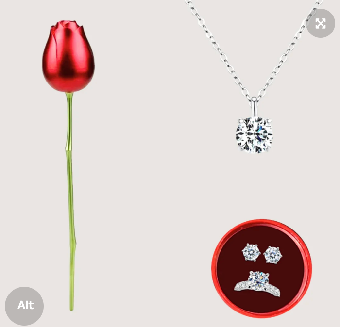 وردة ڤيلورا مع طقم فضة عيار 925